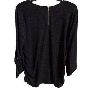 Purple Plum Maternity Top Plus Size XL Navy Blue All Over Dot Print Zip Back